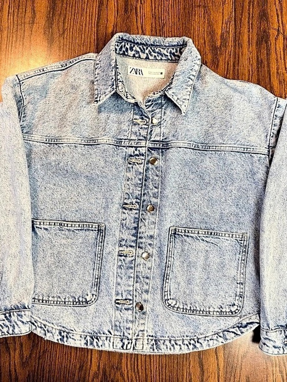 ZARA Boxy Light Wash Oversized Denim Jacket